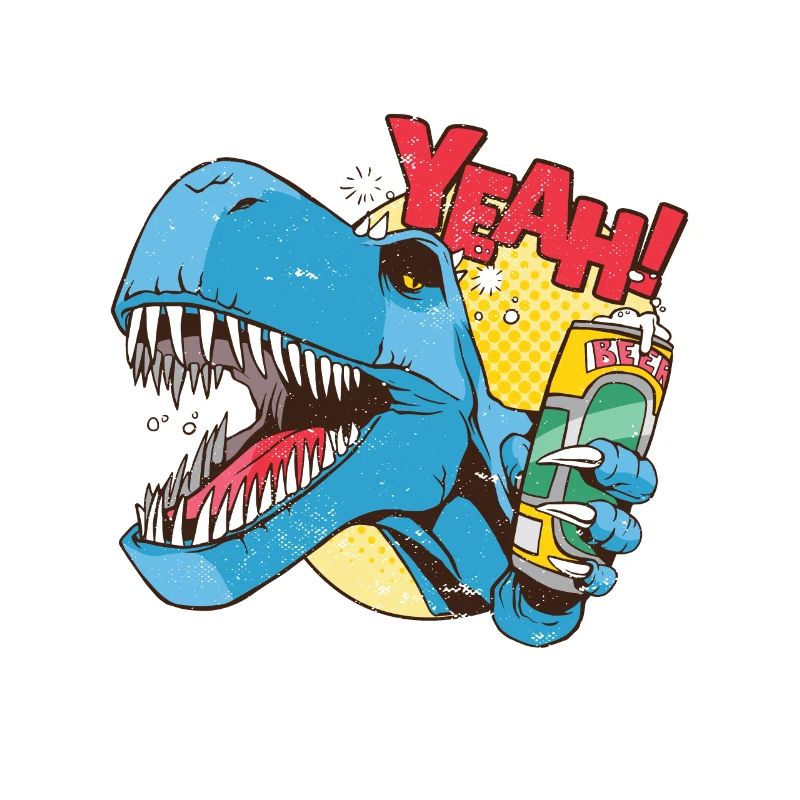 T-Rex mit Bierdose