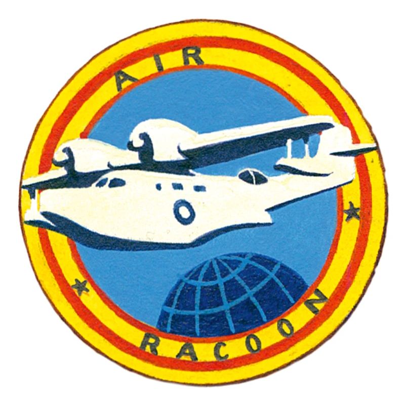 Lenny Hunter Air-Racoon-Emblem Mit Flugzeug Rusty