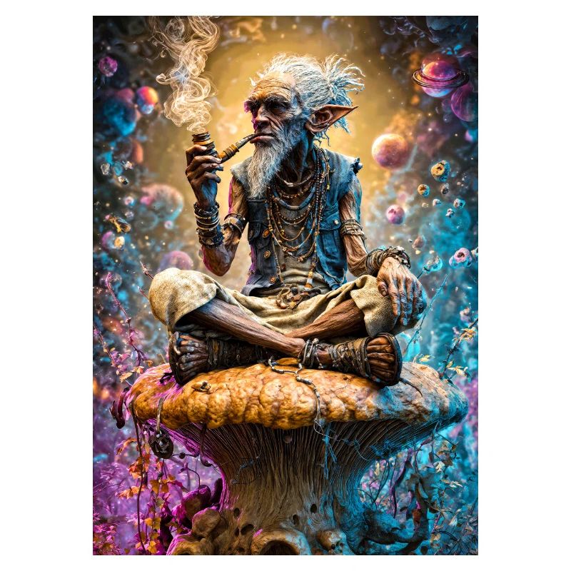 Psychedelic Goblin Sage on Mushroom