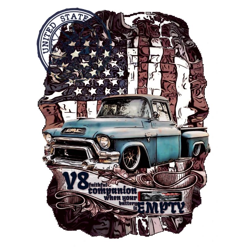 V8 fidèle compagnon camion pick-up sur le drapeau mur
