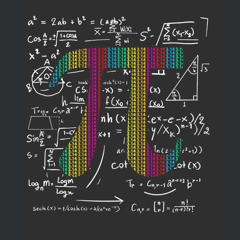 Pi Day 3.14 Pi symbol with Math Equations Gift
