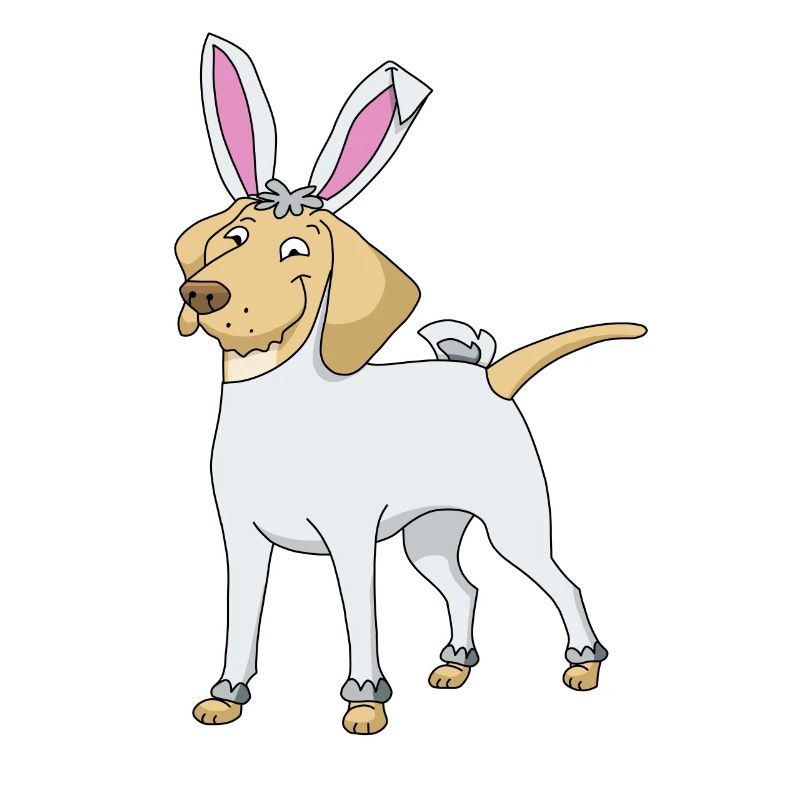 Labrador Golden Retriever as easter bunny easter