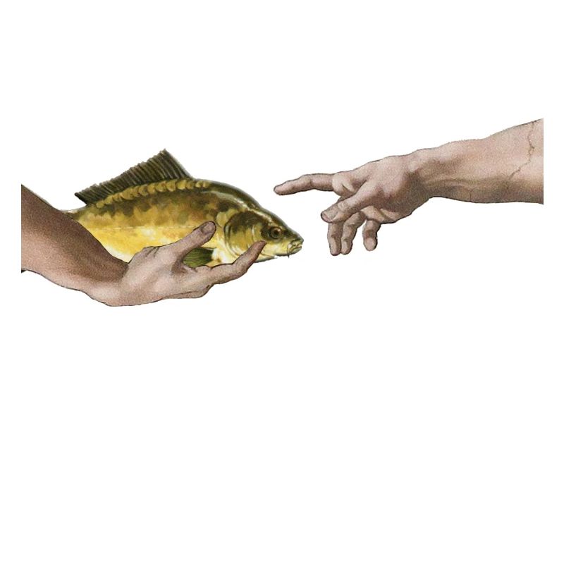 Fresco Michelangelo carp parody