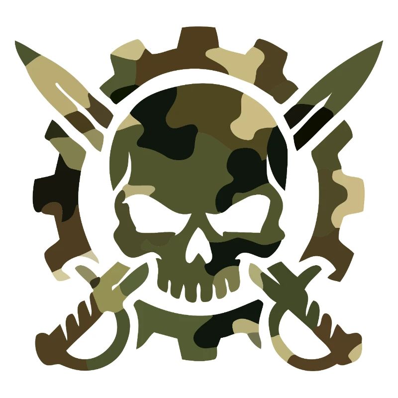 Camouflage Pattern Skull Skull Knife Tacitical Logo