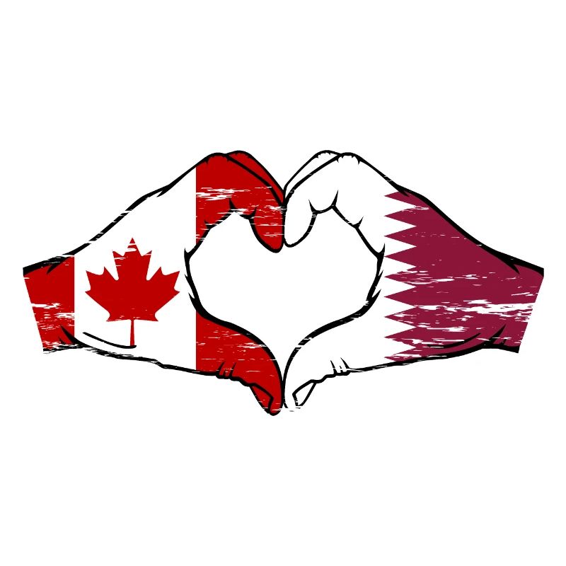 Drapeau du Canada Qatar mains forme de coeur utilisé