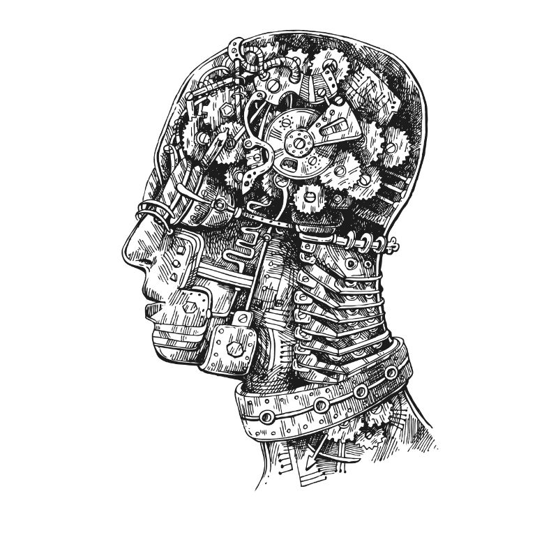 Steampunk Head CrossSection Mechanical Gears Bust