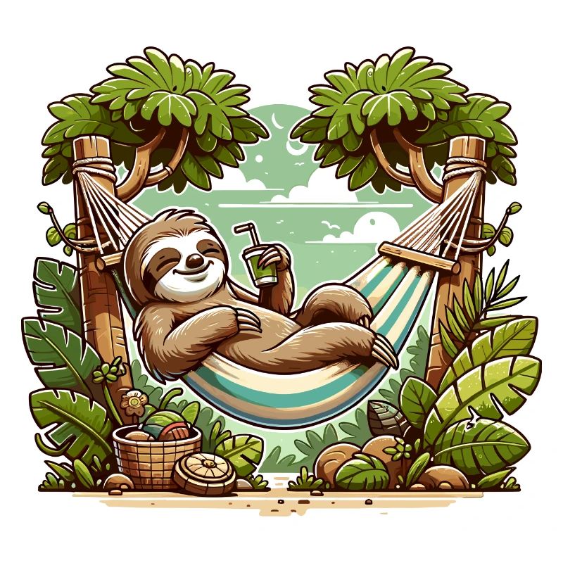 Sloth relaxing in the hammock below