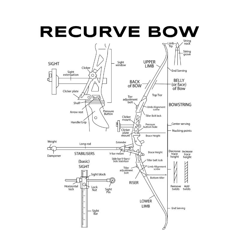Recurve Bogen Schematic Archery Bow Blueprint