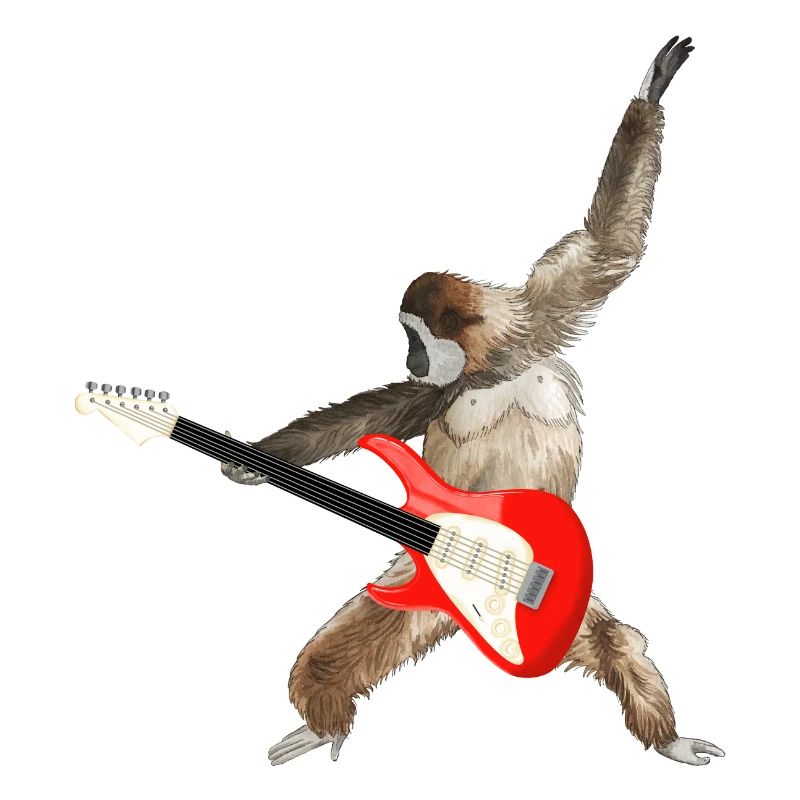 Affe Weißbartgibbon E-Gitarre lets rock