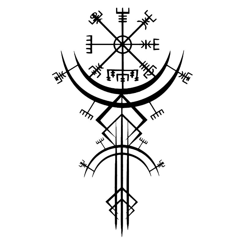 Schwarzes Symbol eines Wikinger-Kompasses