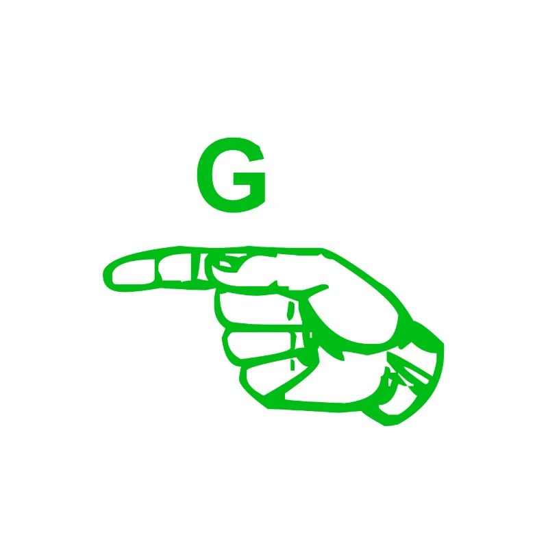 Green fingers indicate a G