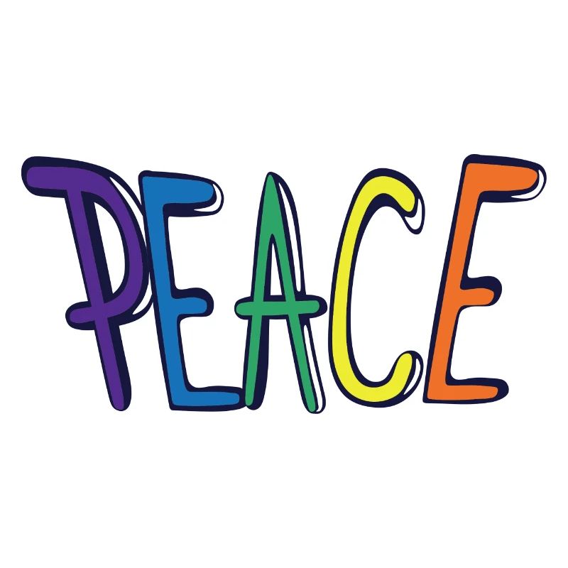 Peace Friede Logo Schrift in Regenbogen Farbe