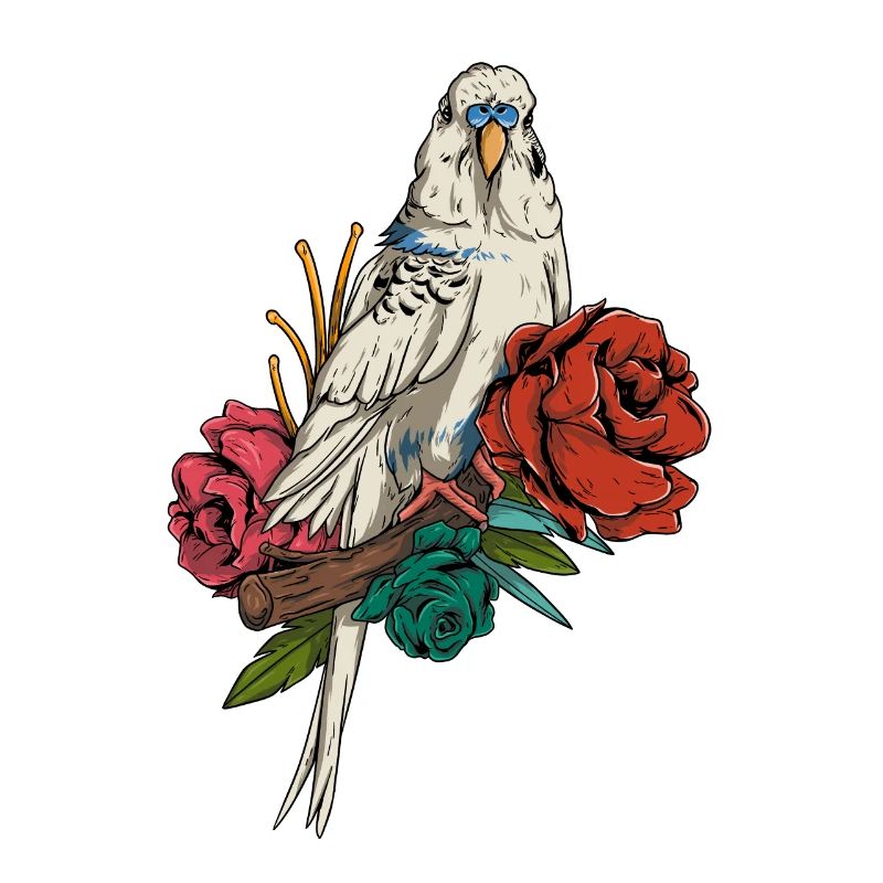 Perruche &Fleurs - Mignon Nature Budgerigar Bird
