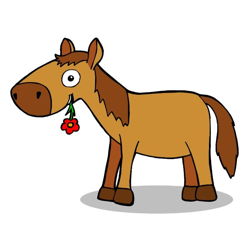 Pferd mit Blume - Comic