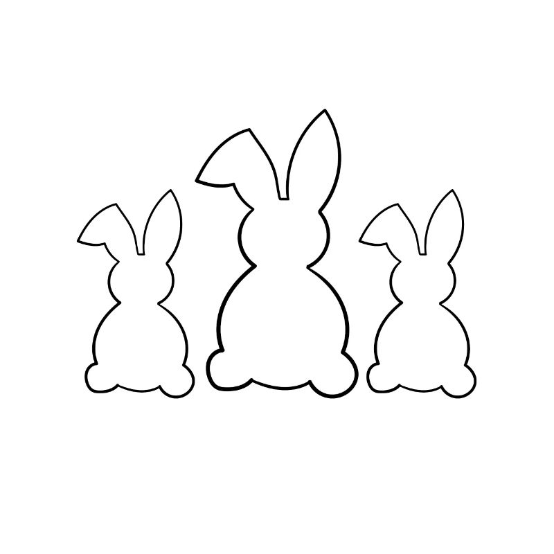 Three rabbits silhouette in black