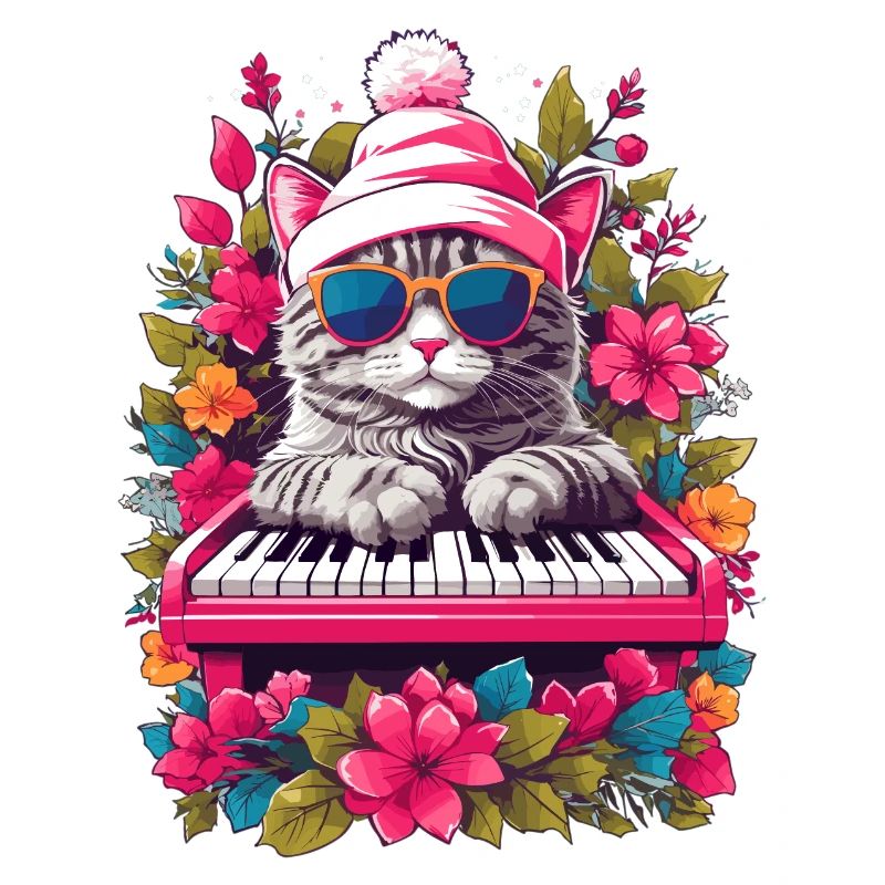 Chat mignon avec piano