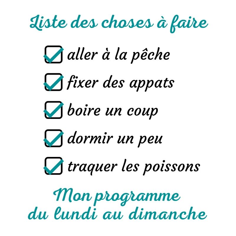 Mon programme du lundi au dimanche cadeau pêcheur