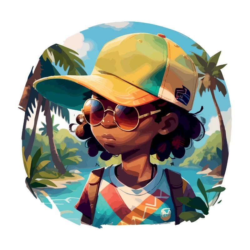Black Kid on Tropical Beach