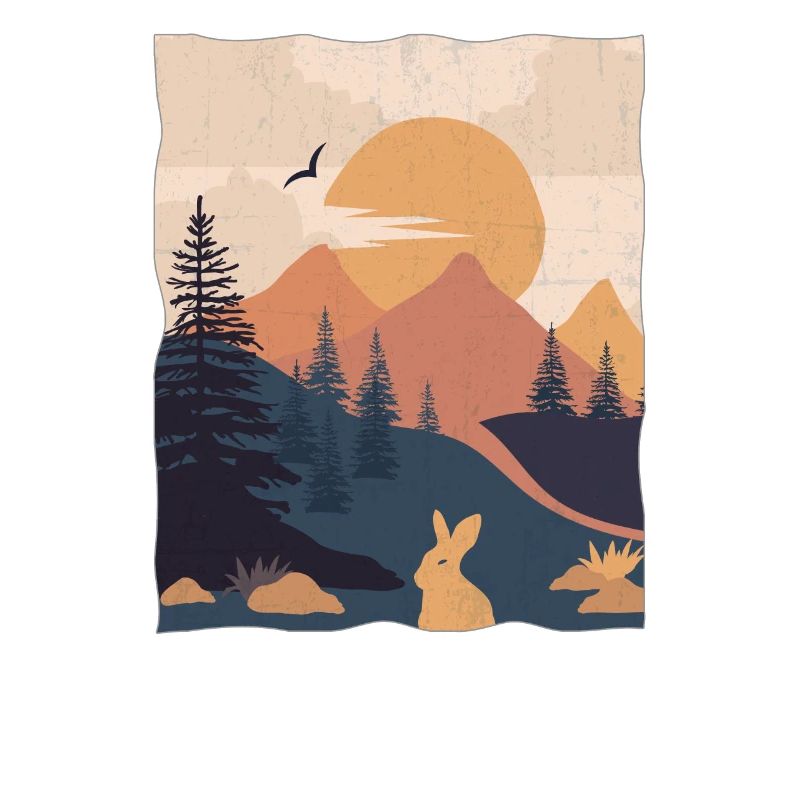 Wald Fluss Berge Tiere Landschaft Geschenkidee