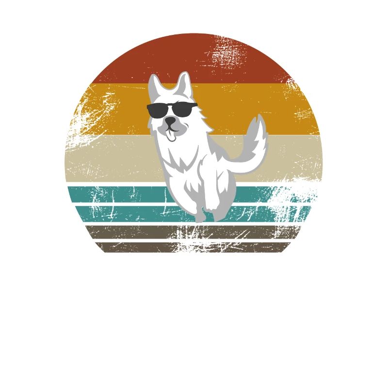 Weißer Schweizer Schäferhund Hund Geschenk Retro