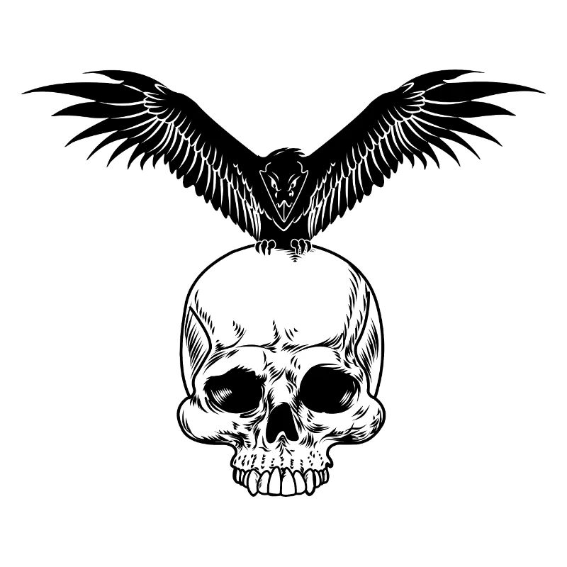 Crâne avec corbeau