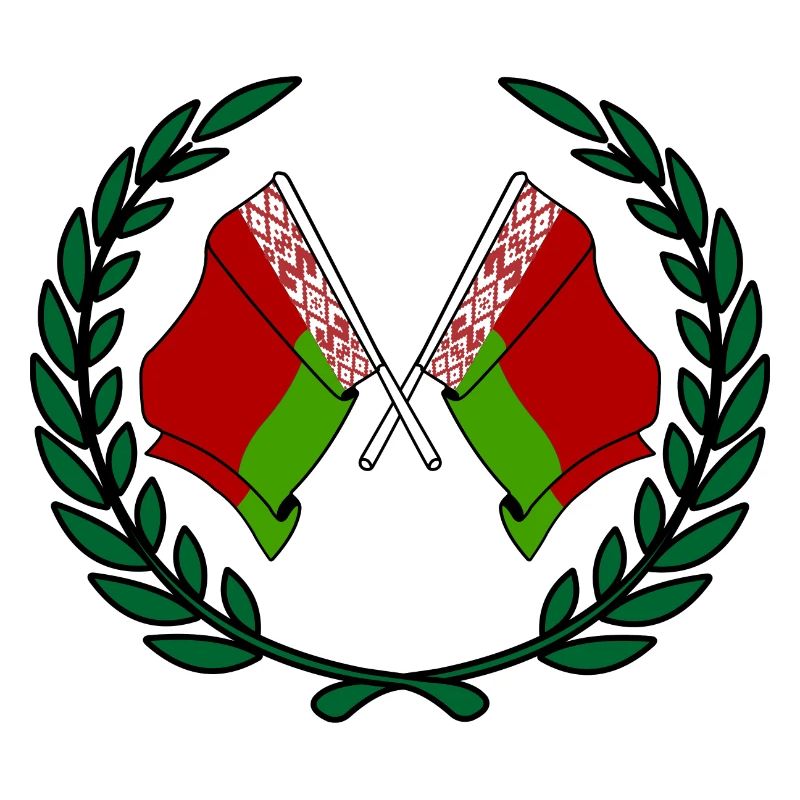 Drapeaux Biélorussie en couronne de laurier
