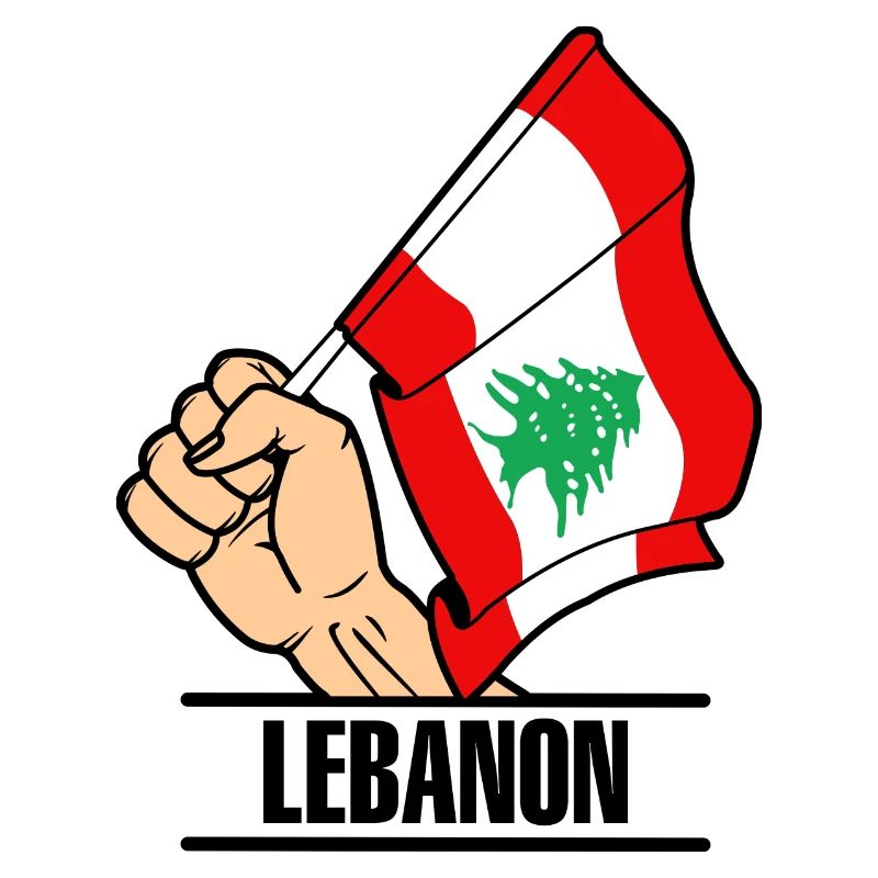 Drapeau Liban poing texte LIBAN