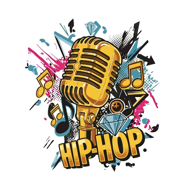 Hip Hop Microphone Neon Splash