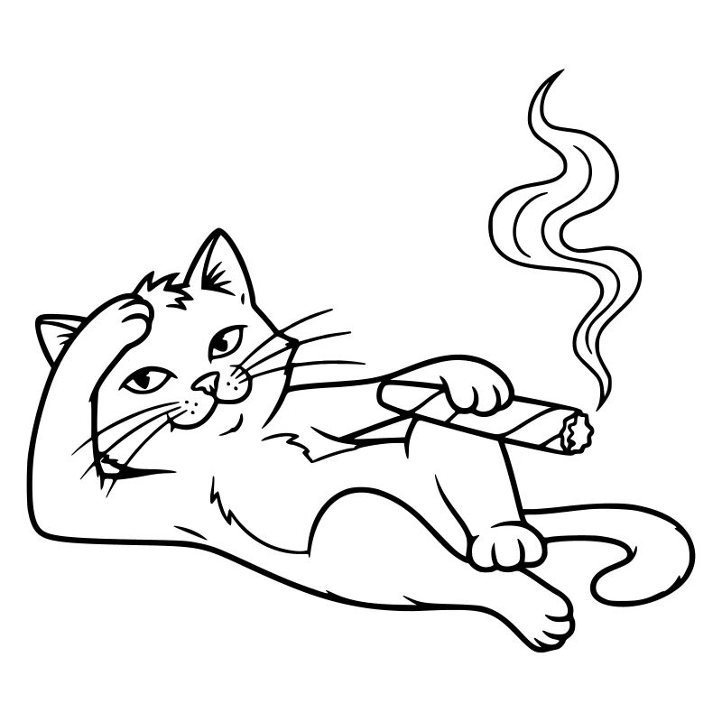 Chilling Cat with Cigar – Humorous Design