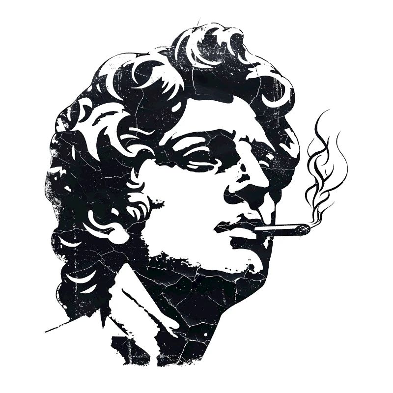 Ancient Statue Smoking Cigarette – Dark Art