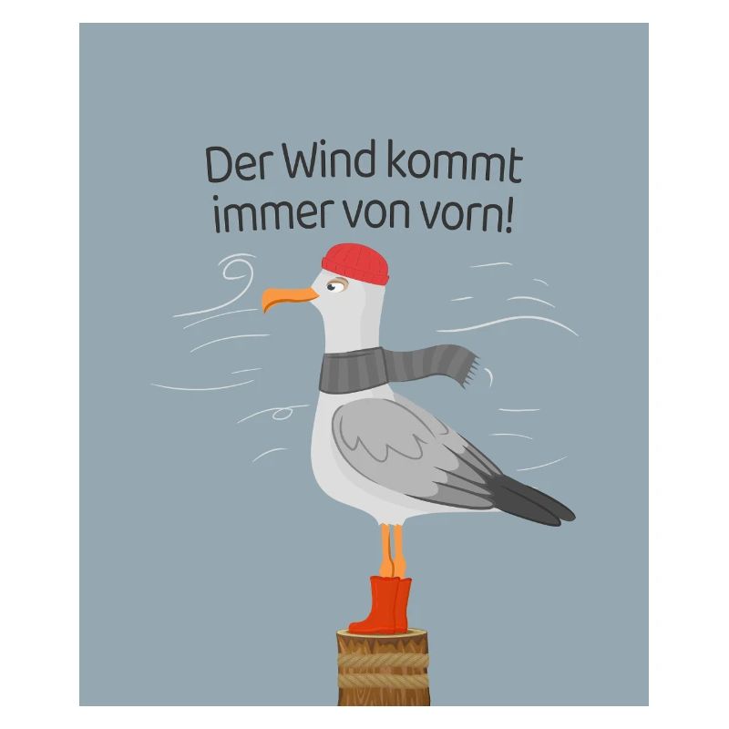 Der Wind kommt immer von vorn Möwe Spruch