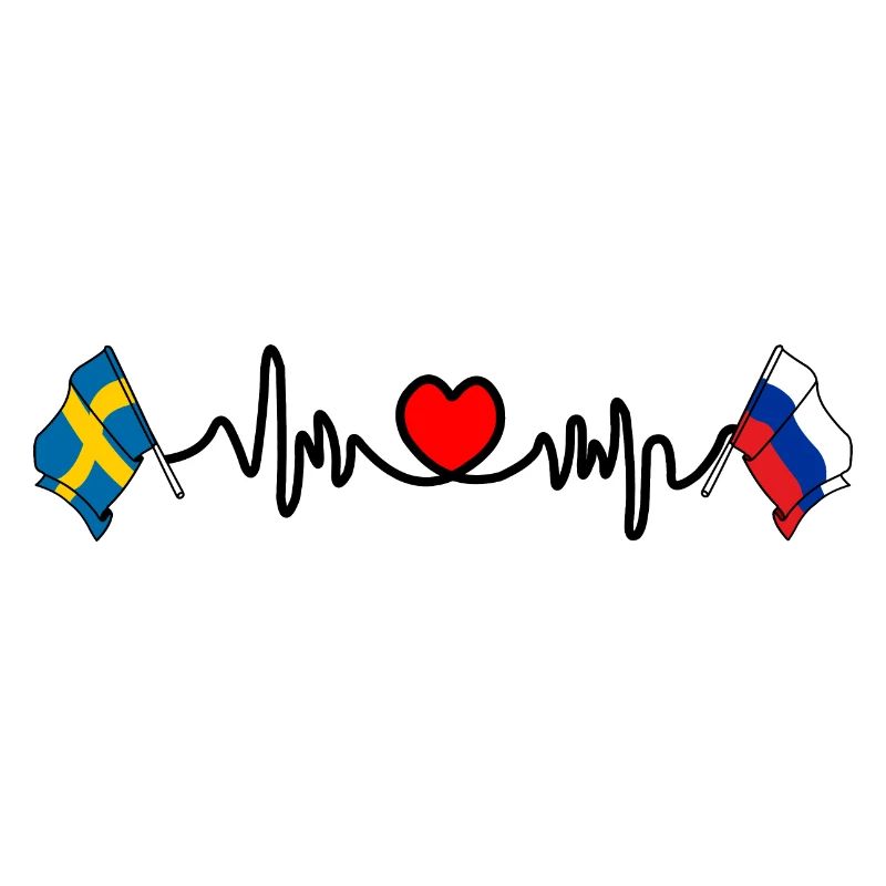 Cardio heart Drapeau Suède, drapeau Russie