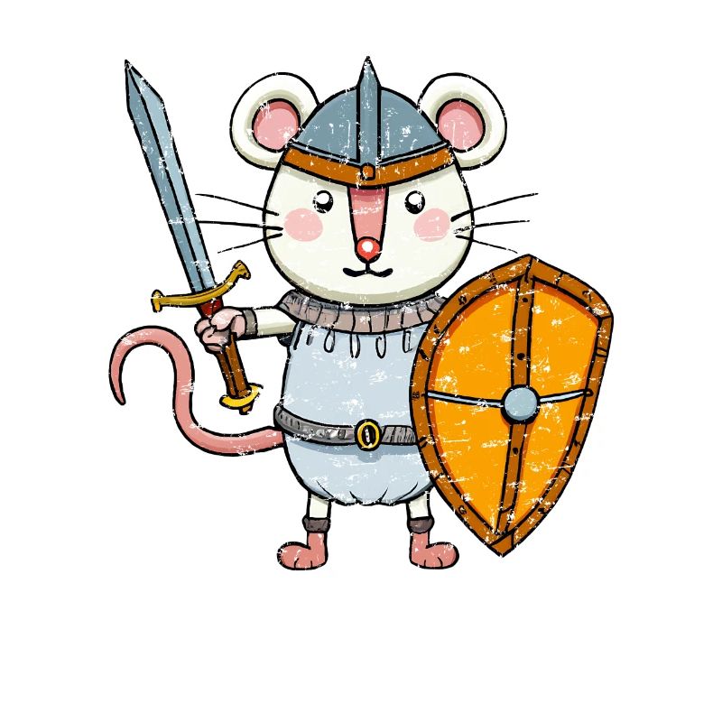 Cute Mouse with Sword and Shield Knight