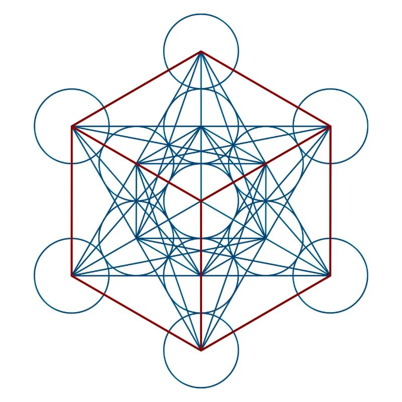 Le cube de Metatron - rouge bleu
