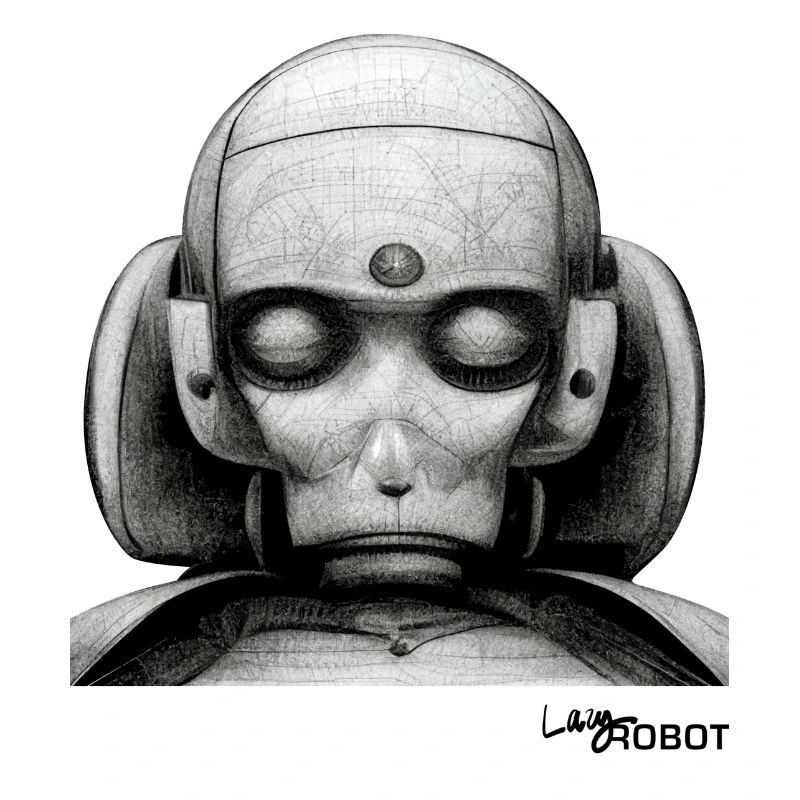 Scetch d’un robot de rêve masculin triste