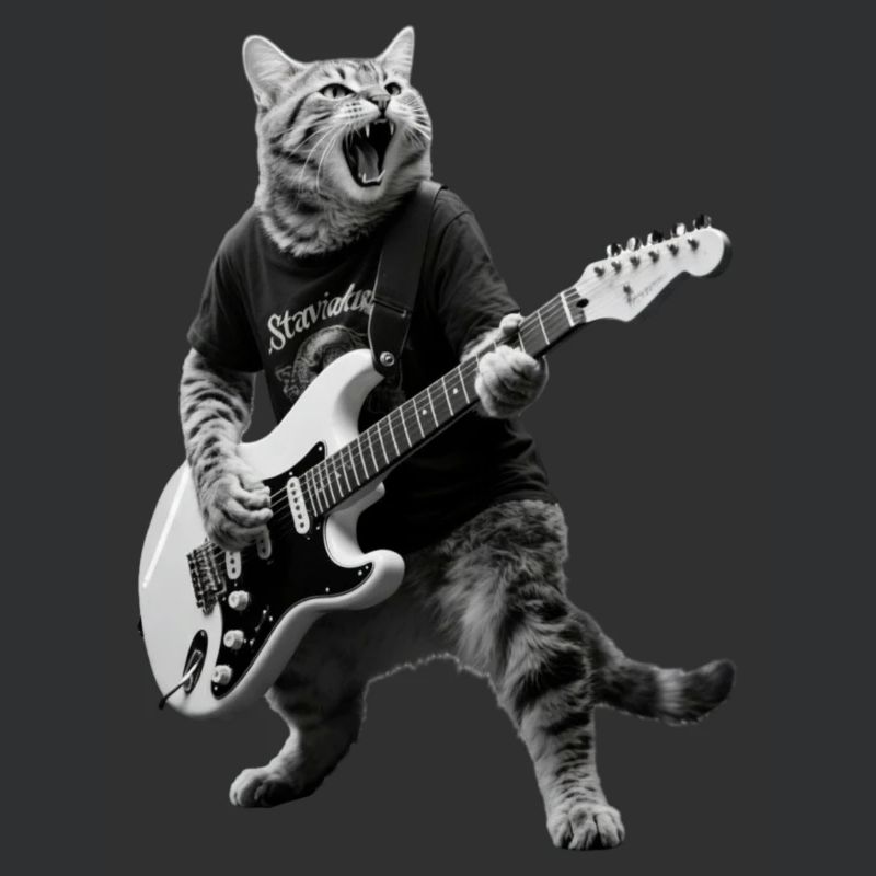 Rockkatze mit E-Gitarre