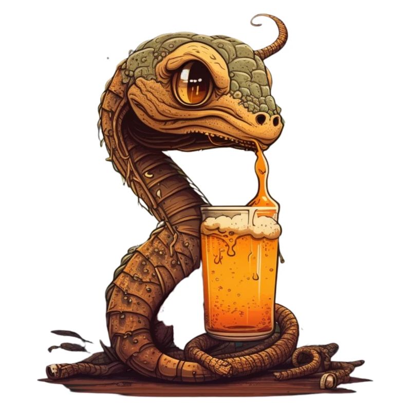 Mignon Cool Snake avec Beer Comic Illustration