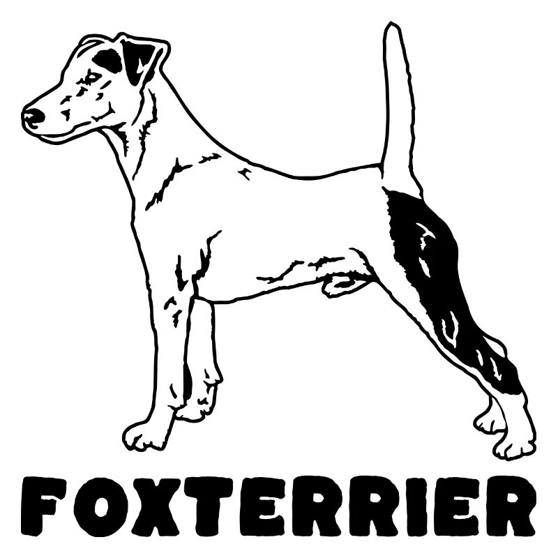 Fox Terrier debout avec du texte