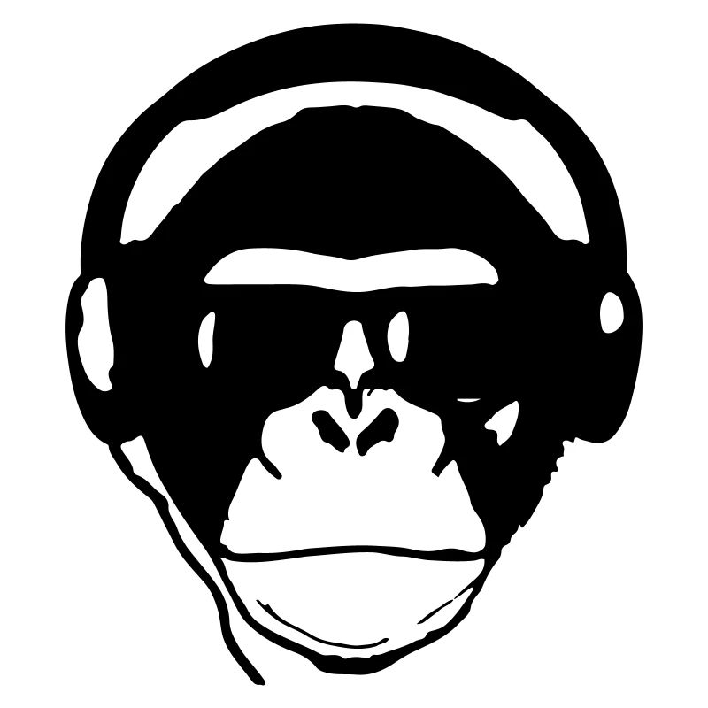 Affe mit Kopfhörer und Sonnenbrille Musik Monkey