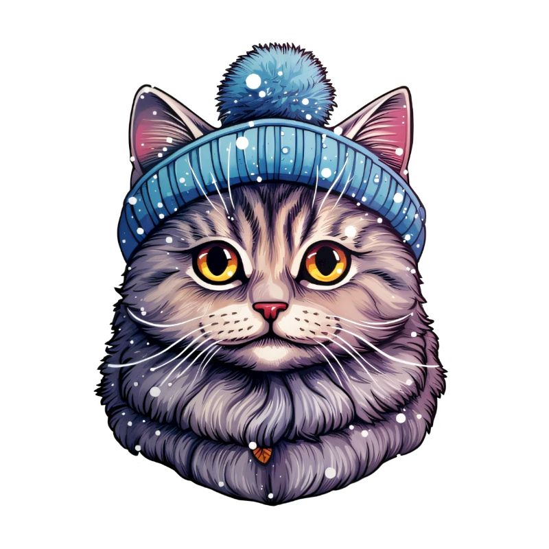 Cat with bobble hat