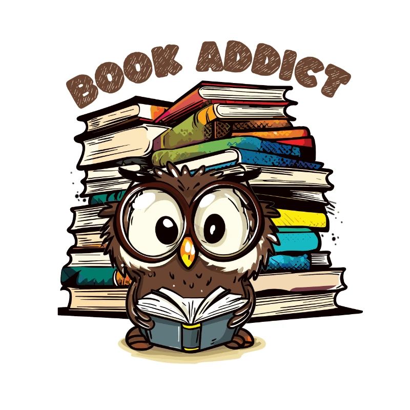Eule liest Bücher - Book Addict