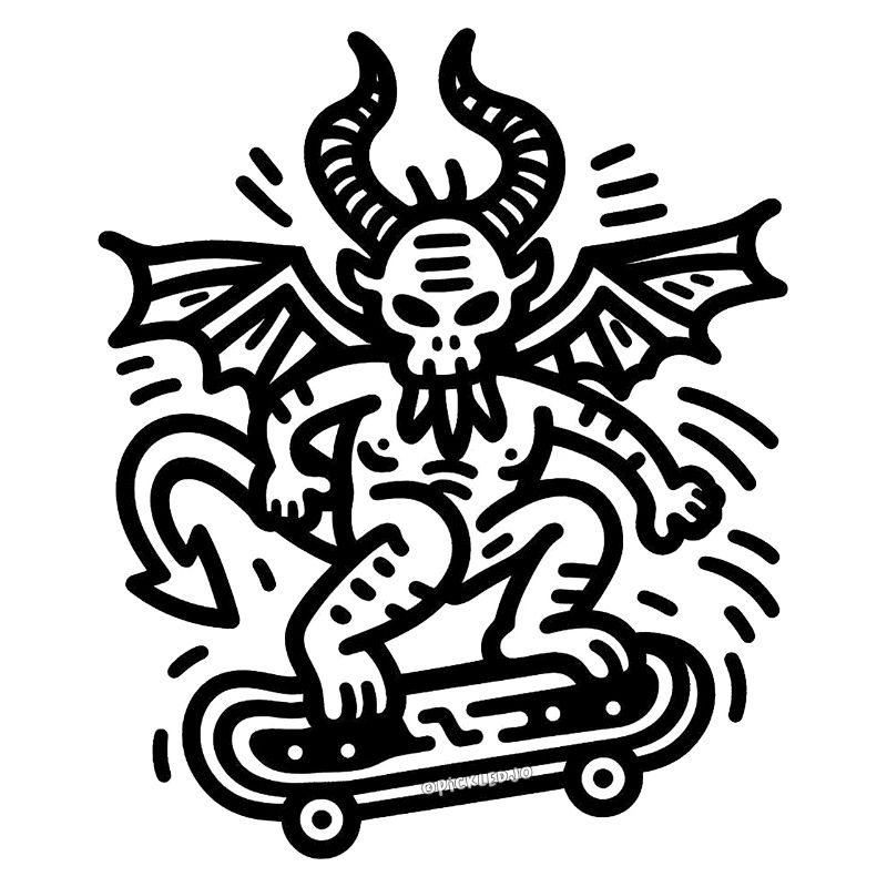 Devil Skateboard Doodle