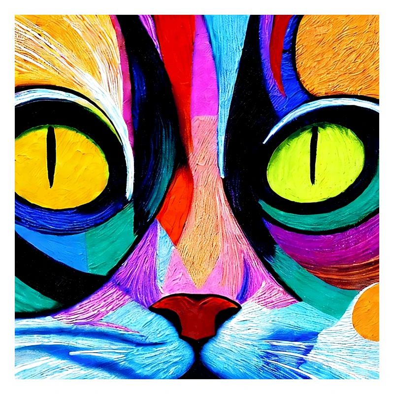 Chat coloré en gros plan, abstrait