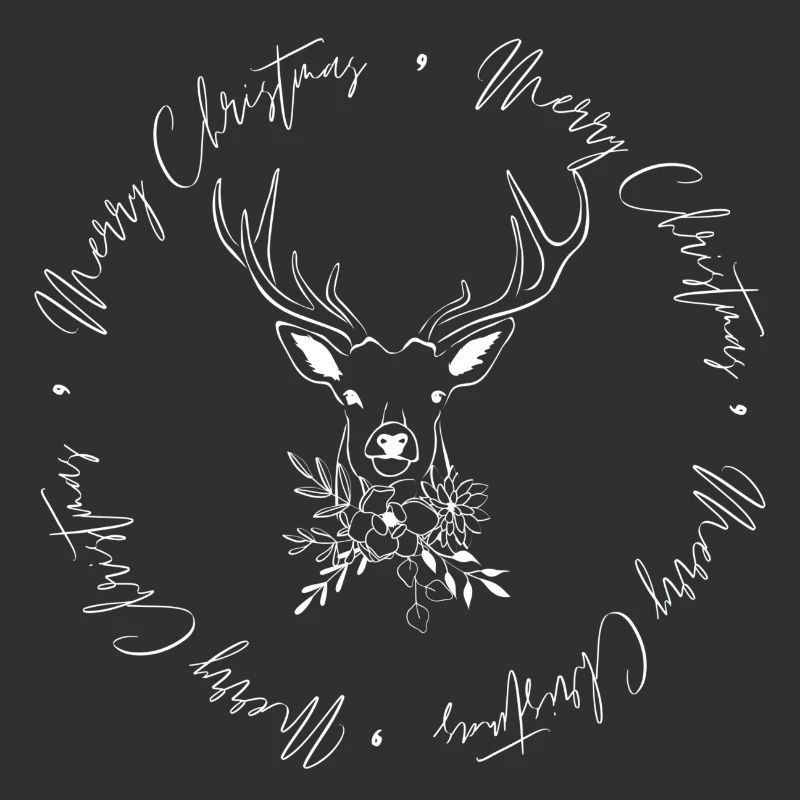 Merry Deer Circle - white