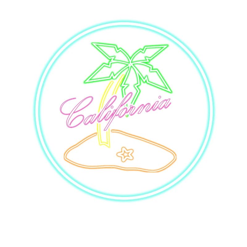 California Palm Tree Bright Neon Glowing Effect