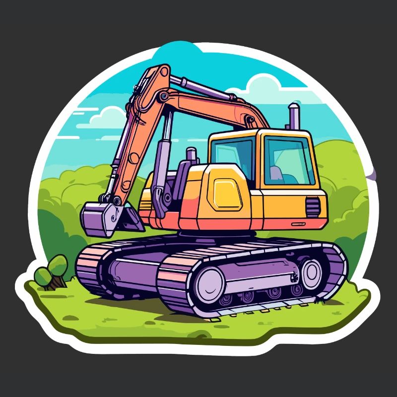 Excavator Construction Site Drawing