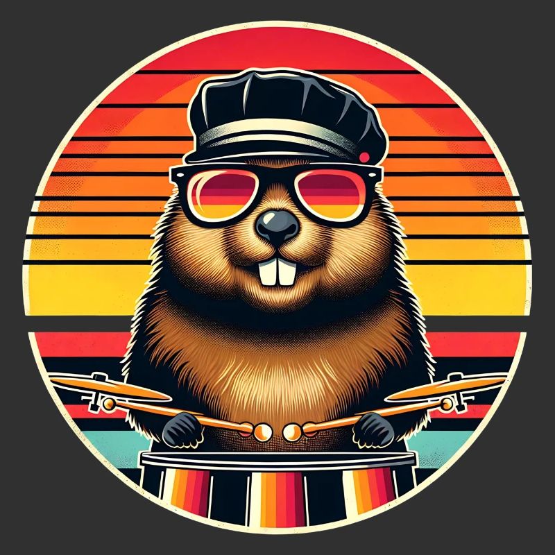 Retro Biber Drummer Mit Drumsticks