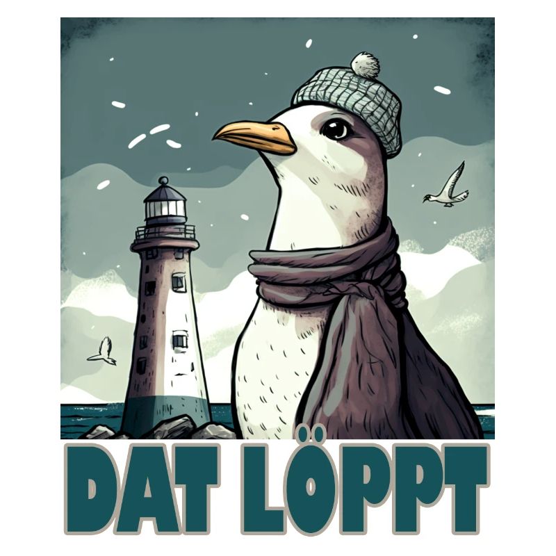 Dat Löppt Möwe Leuchtturm Meer Plattdeutsch Norden