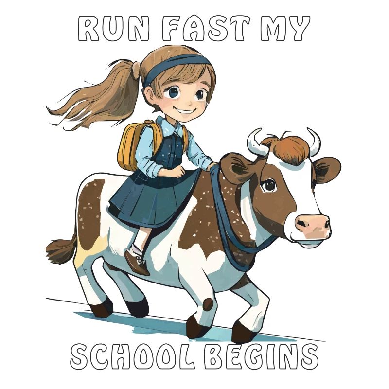 FILLE VACHE COURS VITE MON ÉCOLE COMMENCE