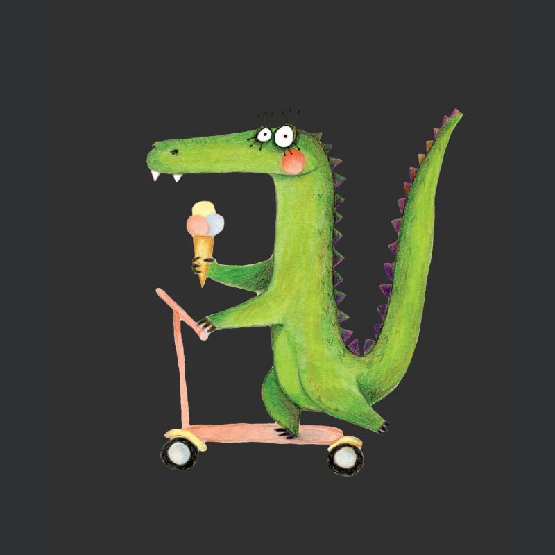 Krokodil auf Roller
